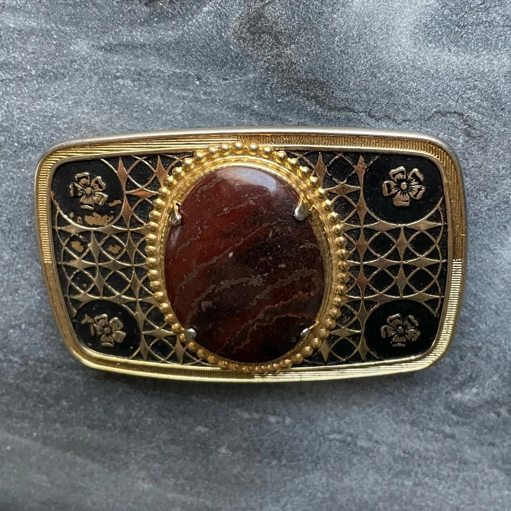 Vintage 1970’s Western Agate Belt Buckle - Picture 3 of 8